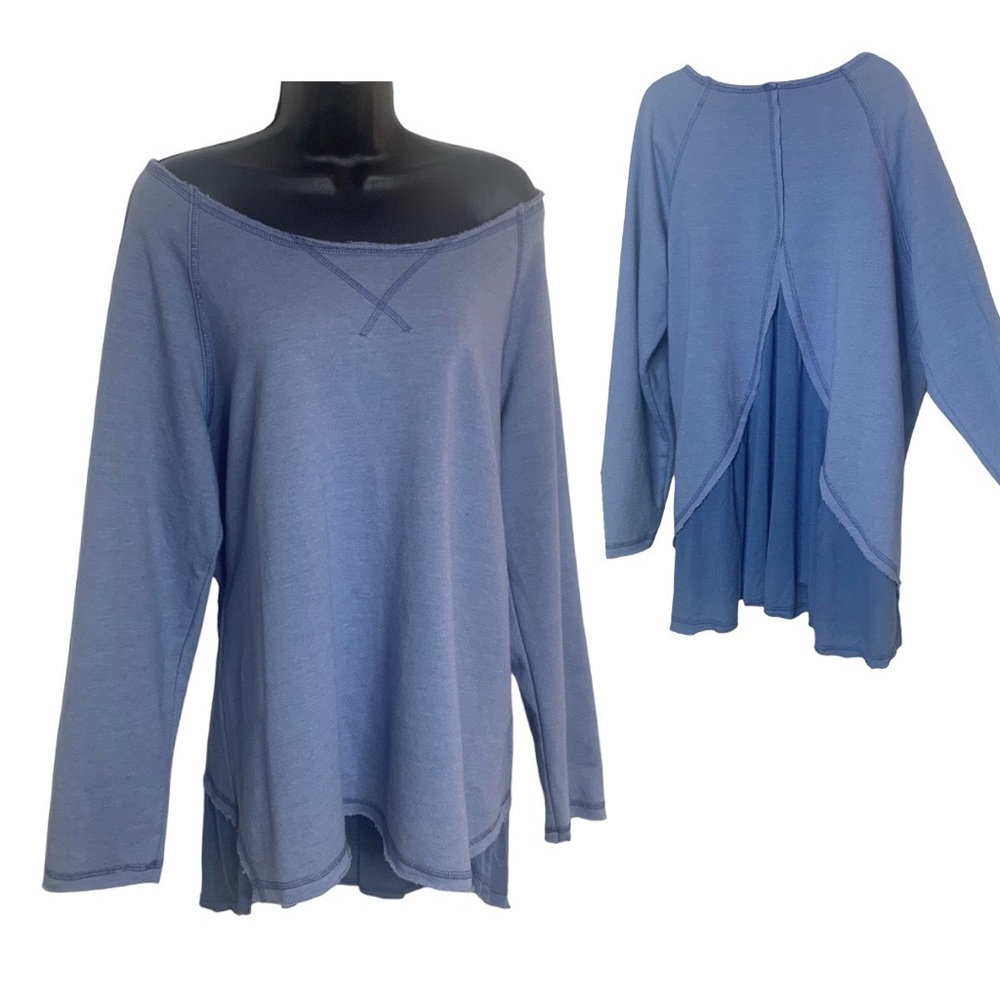 Soft Surroundings French Terry Raw Edge Sweatshirt Sz L EUC